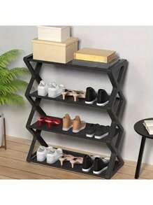 1 pieza Estantería multiusos a prueba de polvo para zapatos, de fácil montaje y movimiento, estantería de almacenamiento de pie de plástico, estantería de almacenamiento multifuncional de gran capacidad, organizador de piso de fácil montaje sin herramientas, apilable, esencial para el hogar y la habitación, ahorra espacio, organización del hogar para almacenar zapatos, botas y diversos artículos, apta para pasillos, armarios, salas de estar y dormitorios