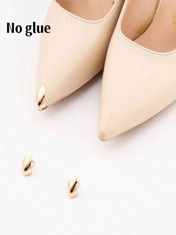 1 Pair (No Glue) Women Shoe Toe Metal Protective Caps, Wear-Resistant Repair Cover For High Heels Decoration