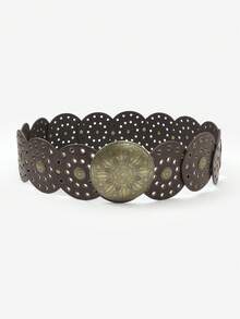 1pc Retro Bohemian Faux Leather Vintage Women Belt, All-Season Cowgirl Western Style Summer, School Fall, Autumn, Halloween - Coffee - View 7