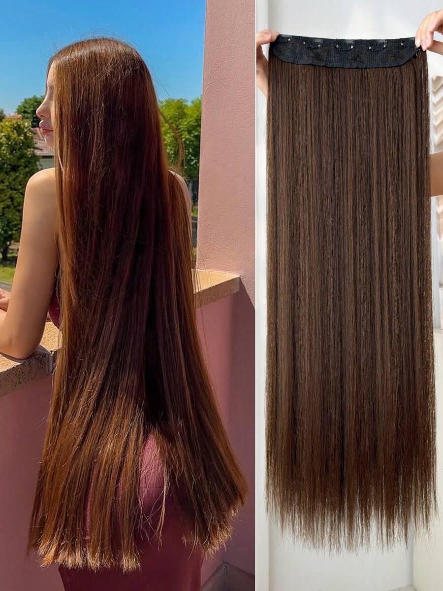 Tóc giả dài 28 inch màu đỏ tía, thẳng, kiểu đuôi ngựa, thích hợp cho phụ nữ.