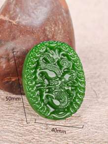 Colar com pingente de dragão do zodíaco em jade verde natural, amuleto de riqueza Feng Shui, pingente de jade vintage, adequado para casais, pode ser usado diariamente (com cordão)