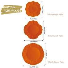 10/30/50 Stücke Pack 7" 9" 10" gemischte und passende Einweg-Pappteller, elegante orange Pappteller, Einweg-Teller für Eid, Erntedankfest, Halloween, Ernte, Ostern, Hochzeit und Geburtstag