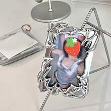 照片卡夹、照片卡活页夹、照片卡夹钥匙扣、照片卡夹、带卡钥匙扣、塑料照片卡夹钥匙扣、银色电镀照片卡夹、身份证夹学校用品、返校 - 銀色 - 查看 3