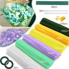 Juego de limpiapipas de 400/525/575 piezas con video tutorial, perfecto para hacer flores, chenilla para trabajos manuales, arreglos florales artificiales, regalos del Día de San Valentín y del Día de la Madre