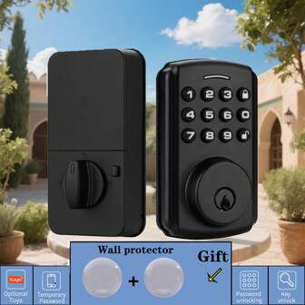 Serratura elettronica per porta senza chiave, facile installazione senza foratura, adatta alla maggior parte delle porte standard, durevole, funzioni di sblocco tramite app e password