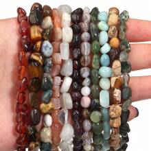 Aproximadamente 45 piezas de cuentas de piedra ovaladas asimétricas naturales surtidas, cuentas sueltas de cristal de ágata vintage de estilo informal para hacer joyas, pulseras, collares, colgantes y decoración