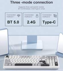 Aula F99 Pro Wireless Mechanical Keyboard With Knob,Tri-Mode BT5.0/USB-C/2.4GHz Hot Swappable Keyboard,Pre-Lubed Switches,Gasket Structure,RGB Backlit Computer Gaming Keyboards (Side Printed Black)