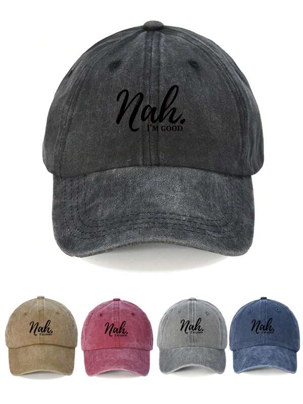 1pc English Printed Casual Baseball Cap, Washable & Adjustable, Fashion Breathable Sun Protection Hat, Suitable For Outdoor And Gift