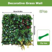 6pcs/12pcs/16pcs Kunststoff Grüne Wanddekoration Innenhintergrund Blumenwand Kunststoff Kunstrasen Kunstrasen Tür Simulation Rasen Keine 50 * 50cm - Grün - Übersicht 7