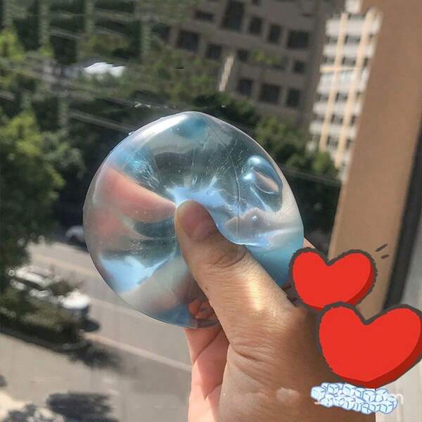 1 pieza Cubo de hielo de malta que se infla al exprimirlo - Azul celeste transparente, proporciona relajación, superficie lisa, ayuda a aliviar la ansiedad y mejorar la concentración