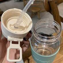 1个高品质塑料水瓶，带吸管，保温，简约清新风格，适合学生和女性，500毫升 - 彩色 - 查看 4