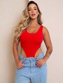 body pantiblusa para mujer resaque escote  Liso    Casual    Bolsillo  Espalda al aire  Cremallera    body pantiblusa  Diario  Fiesta de Cumpleaños  viaje    primavera verano - Rojo - Ver 2