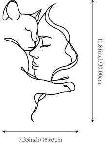 1PC Cat And Woman Metal Wall Art - Minimalist Lines Iron Painting, Hanging Wall Decor For Living Room Bedroom Bathroom Or Dining Room - Perfect Housewarming Gift, Aesthetic Room Decor - Black - View 9