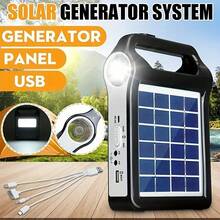 Portable Solar Panel Power Storage Generator Kit - Rechargeable USB Charger With Lamp Lighting For Home Solar Energy System - Black - View 1