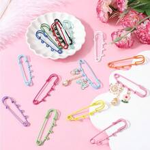 5/10 件彩色别针胸针空白底座别针适用于 DIY 配件装饰 60 毫米 3 孔服装缝纫用品（颜色随机） - 彩色 - 查看 6