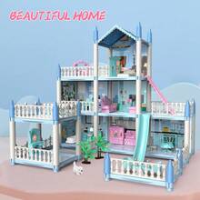 Children's Princess Castle Villa Playset, DIY Assembly Dollhouse Toy Gift For Girls