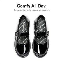 Girls Mary Jane Chunky Platform School Shoes – Toddler & Little Kid Dress Uniform Party Shoes For Girls Back To School Shoes - màu đen - Xem 8