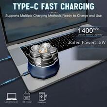 SOLIMPIA 1pc Upgraded Head Shaver For Bald Hair Trimmer For Men Rechargeable LED Display Waterproof Wet/Dry Head Shaver - Blue - View 4