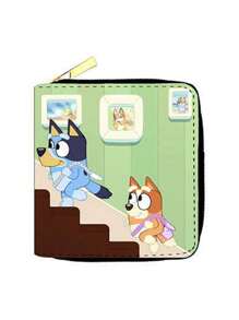 Bluey 1Pc Bluey Cartoon Cute Wallet Card Bag Coin Wallet Short Zipper Wallet Coin Purse Multiple Card Slots Birthday Party Gift Change Storage(Some Parts May Be Random)