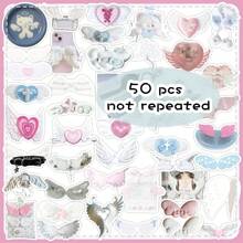 50pcs Angelic Wings Themed Stickers, Cute Cartoon Minimal Style For DIY Decor , Back To School Gifts
