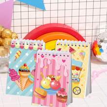 8pcs Mini Ice Cream & Candy Cartoon Design Spiral Notebooks - Pocket Memo Pads, Suitable For Birthday Party Supplies