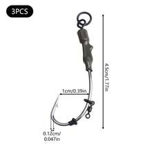 3 件套鱼钩，带旋转高碳钢倒刺锋利鱼钩，适用于淡水咸水钓鱼 - 黑色 - 查看 10