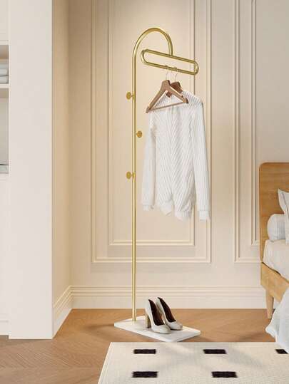 قطعة واحدة من رف معطف معدني فاخر، أسود أو أبيض | منظم تخزين متعدد الطبقات للغرفة والصالة | مطلي بطبقة بودرة عالية الجودة