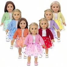 18-Inch American Girl Doll Clothes For Spring & Autumn, Beautiful Butterfly Print Mesh Dress With Outer Jacket In Red, Pink, Purple And Blue (Doll And Shoes Not Included) - Multicolor - View 1
