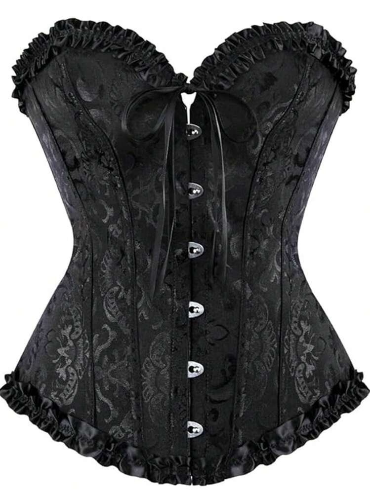 Corset Tops For Women, Bustier Shapewear Lingerie, Lace Waist Push Up Bodysuit - màu đen - Xem 1
