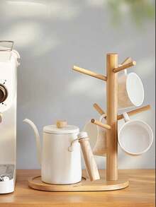 Bamboo Color Cup Holder, Water Glass Hanging Rack, Coffee Cup Storage Rack, Wine Glass Holder, Stemware Rack, Mug Shelf - Apricot - View 13