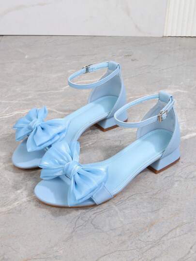 1.18in Fashionable Women's Low Heel Sandals, White Buckle Bow Round Toe Square Heel Thick Heel Shoes, 2.8CM Retro Roman Gladiator Sexy Summer Sandals Suitable For Wedding Dress Party, Plus Size 40-44, Classic Low Heel Closed Back Comfortable Sandals