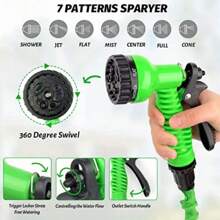 25/50/75ft Expandable Garden Hose Set With 7 Function Spray Nozzle - Durable, Water Hose With Nozzle For Yard Watering, Outdoor Use & Car Washing High Pressure Water Gun - No Power Required
