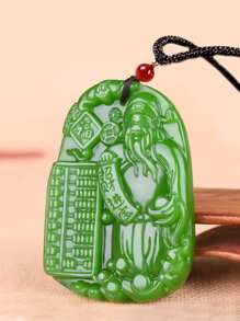 Colar com pingente de dragão do zodíaco em jade verde natural, amuleto de riqueza Feng Shui, pingente de jade vintage, adequado para casais, pode ser usado diariamente (com cordão)