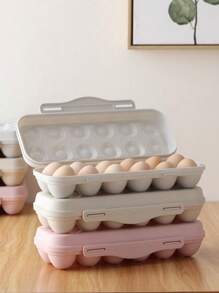 1pc Covered Egg Storage Box With Snap Buckle, Kitchen Refrigerator Food Organizer Tray, Multi-Compartment Duck Egg Holder - Multicolor - View 6