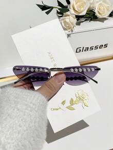 1 对女士渐变色金属猫眼塑料辣妹风格精致性感优雅简约时尚眼镜，适合日常、旅行、户外穿着