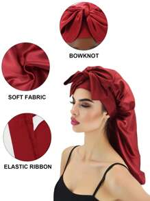 1 pieza Gorro de satén largo, Gorro de seda para cabello, Gorro para dormir, Gorro para trenzas largas, Gorro de cuidado del cabello reutilizable y ajustable, Gorro para dormir para mujeres