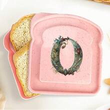 1 pieza Caja de almuerzo portátil con tapa con forma de tostada, caja de sándwich con pan tostado, contenedor de alimentos con patrón de letra creativo, cajas de aperitivos para cocina, picnic al aire libre, caja bento de gran capacidad - Rosa - Ver 62