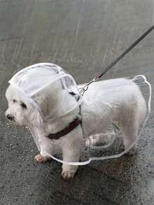 透明防水狗狗雨衣，防风防水，适合小型、中型和大型犬，宠物雨衣，适合小型和中型犬，泰迪熊和比熊犬，雨天散步时穿着（建议购买大一号；请在购买前测量宠物的体型，以确保穿着舒适） - 無色 - 查看 2