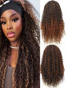26 "Curly Hair Band Female Wig Wavy Black Wig With Headband Synthetic Woven Chemical Fiber Long Curly Hair Wig For Everyday Use And Halloween Cosplay Christmas Fashion Girls - Nhiều màu - Xem 3
