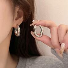 1 par de pendientes geométricos asimétricos minimalistas y de moda - Estilo lujoso francés para uso diario, versátil y sin esfuerzo