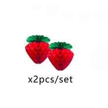 Set de 1/2/22 piezas de decoraciones para fiesta de cumpleaños de fresa en rojo, rosa y blanco que incluyen pompones de papel de seda, bolas de panal, faroles y guirnaldas para decoración de aula, fiesta dulce de fruta, 1er cumpleaños, novia y fiesta de bebé para niñas