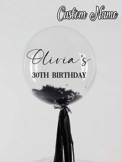 1pc Customized Happy Birthday Balloon, Personalized Name Birthday Transparent Balloon, Customized Balloon Sticker, Balloon Tag, Customized Vinyl Sticker, Birthday Balloon Sticker, Party Balloon Sticker, Design Your Own Balloon, Valentine's Day Gift, Kids Art Activity