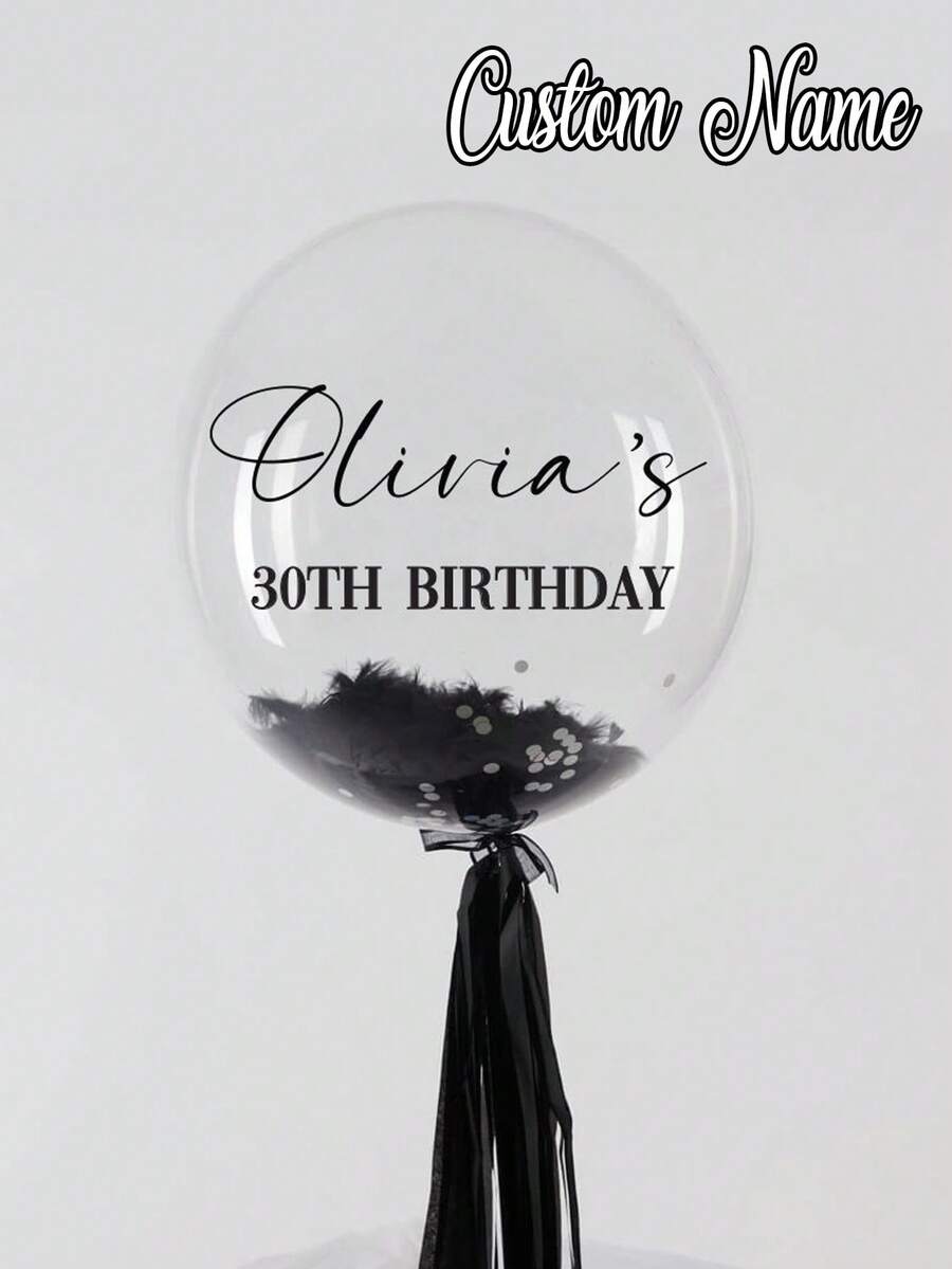 1pc Customized Happy Birthday Balloon, Personalized Name Birthday Transparent Balloon, Customized Balloon Sticker, Balloon Tag, Customized Vinyl Sticker, Birthday Balloon Sticker, Party Balloon Sticker, Design Your Own Balloon, Valentine's Day Gift, Art Activity