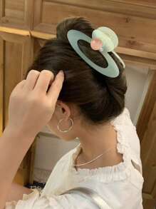 2 pezzi di fermagli per capelli in acrilico con perle rosa e fiocco verde, dolci e alla moda, pinze per racconciature, accessori per capelli in stile coreano versatili adatti per l'uso quotidiano, fermagli per capelli