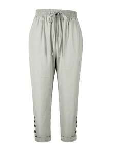 Women's Ordinary Casual Pocket Button Knot Daily - 淺灰色 - 查看 2