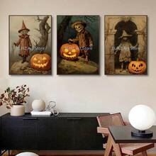 1 件/3 件墙面艺术海报可选框架墙面装饰，房间装饰复古万圣节幽灵南瓜灯笼乡村秋季海报和印刷品帆布印刷墙面艺术画用于客厅装饰 - 彩色 - 查看 4