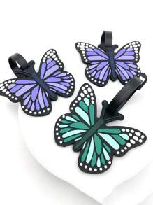 1pc Butterfly Luggage Tag, Travel Accessory, Silicone Fashion Handbag Label, Suitable For Outdoor Travel Carrying