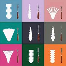 9件套艺术肌理刀，美术学生调色刀，不规则刮刀，油画工具，水彩丙烯颜料刀 - 套裝 - 查看 7