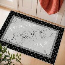 大面积地毯/露营毯，适合庭院/室内使用，饰有个性化奢华灰色图案。采用高密度面料和防滑颗粒制成，不易褪色、耐磨且吸水性强。适用于硬木地板和户外使用，方便携带。浴室厨房装饰