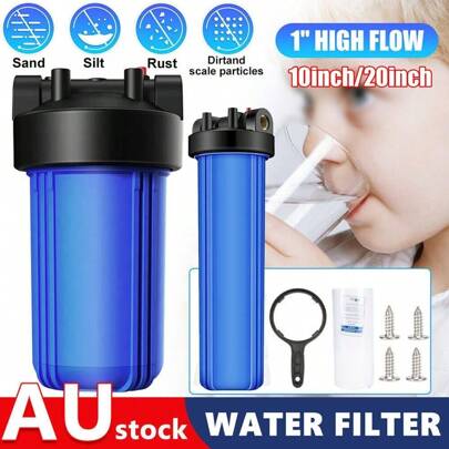 10/20inch Whole House Water Filter Housing Pre-Filtration System Kit 1" BSP Port